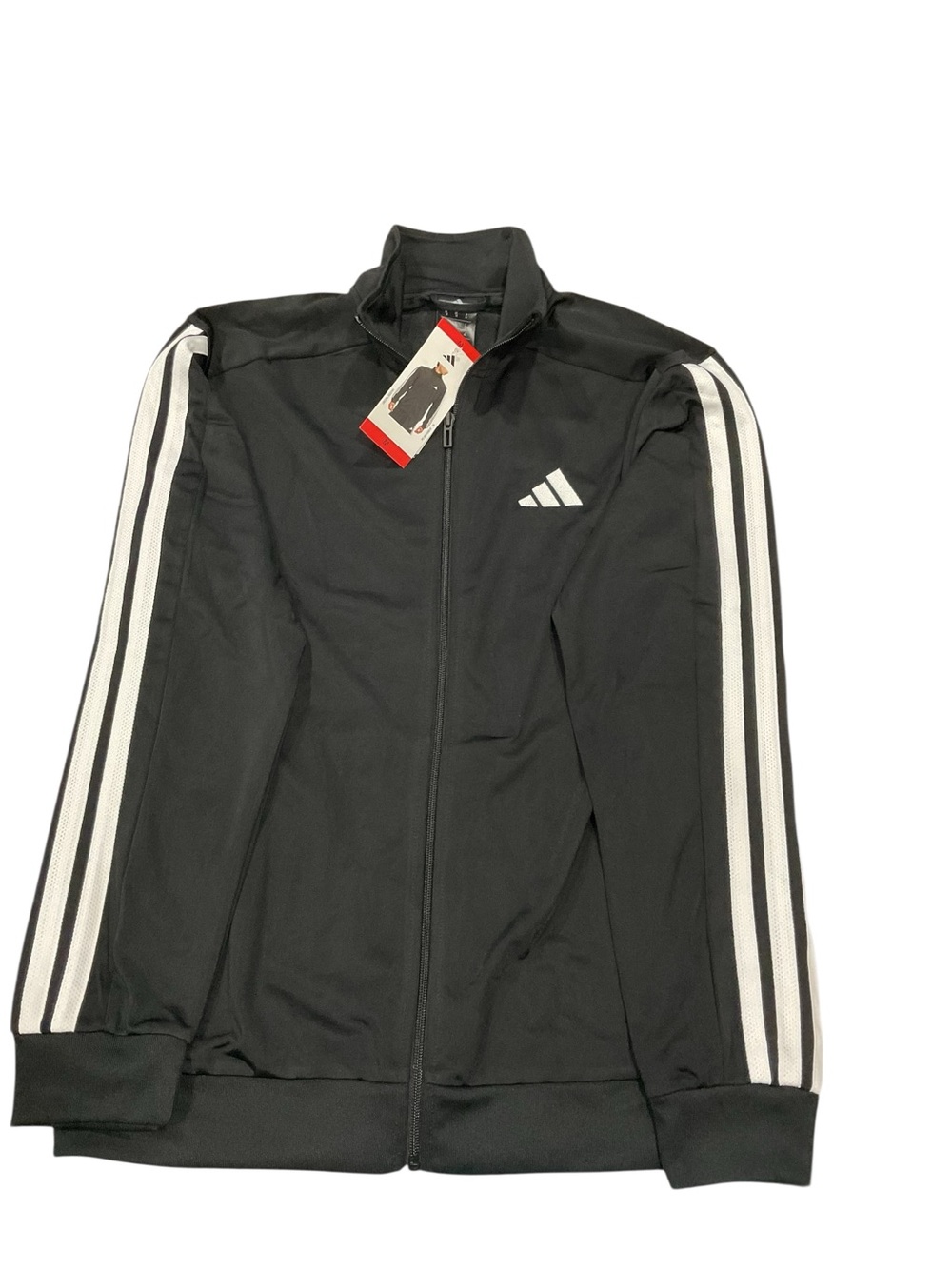 Black Track Jacket with White Stripes - Athletic Zip-Up